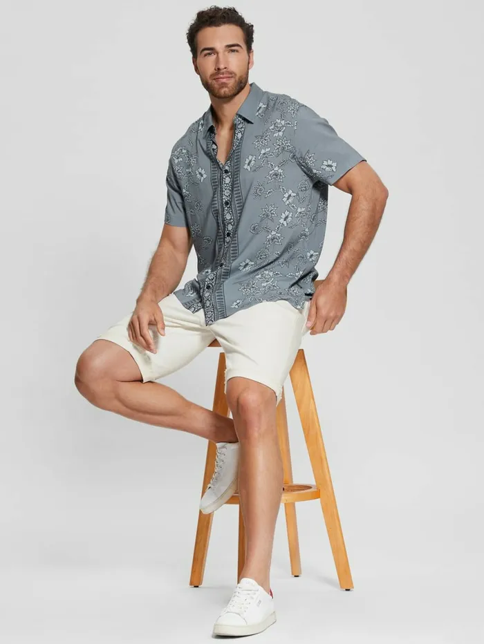 GUESS Eco Rayon Moroccan Floral Shirt Moroccan Border Men Shirts