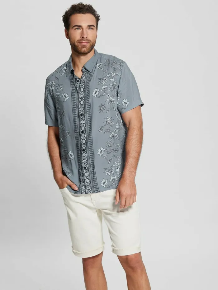GUESS Eco Rayon Moroccan Floral Shirt Moroccan Border Men Shirts GUESS Eco Rayon Moroccan Floral Shirt Moroccan Border Men Shirts