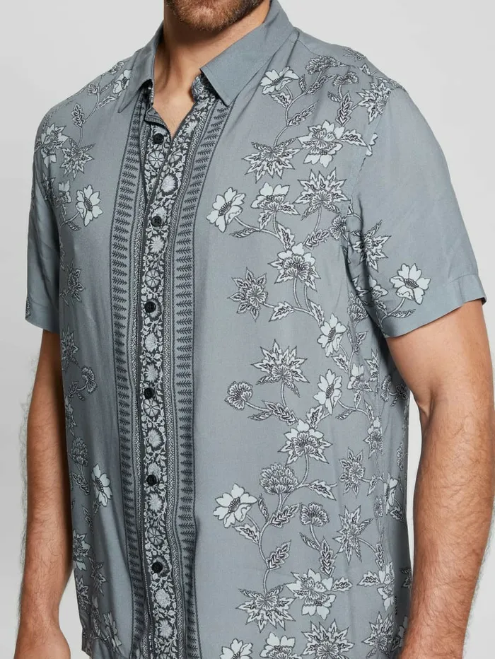 GUESS Eco Rayon Moroccan Floral Shirt Moroccan Border Men Shirts GUESS Eco Rayon Moroccan Floral Shirt Moroccan Border Men Shirts