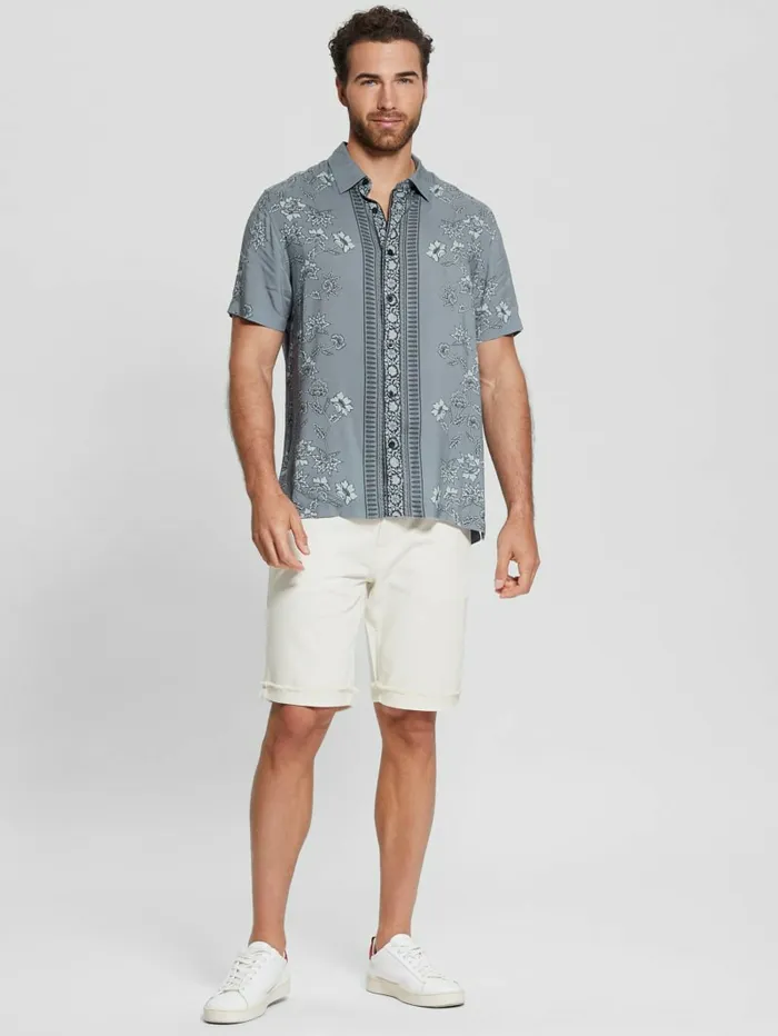 GUESS Eco Rayon Moroccan Floral Shirt Moroccan Border Men Shirts GUESS Eco Rayon Moroccan Floral Shirt Moroccan Border Men Shirts