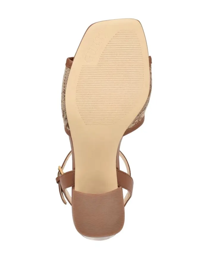 GUESS Glaven OpenToe Block Heels Medium Brown Women Heels