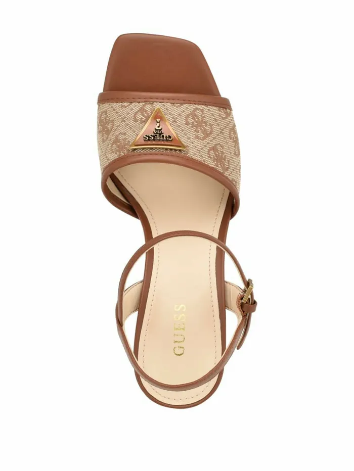 GUESS Glaven OpenToe Block Heels Medium Brown Women Heels