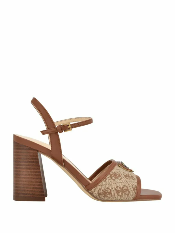 GUESS Glaven OpenToe Block Heels Medium Brown Women Heels