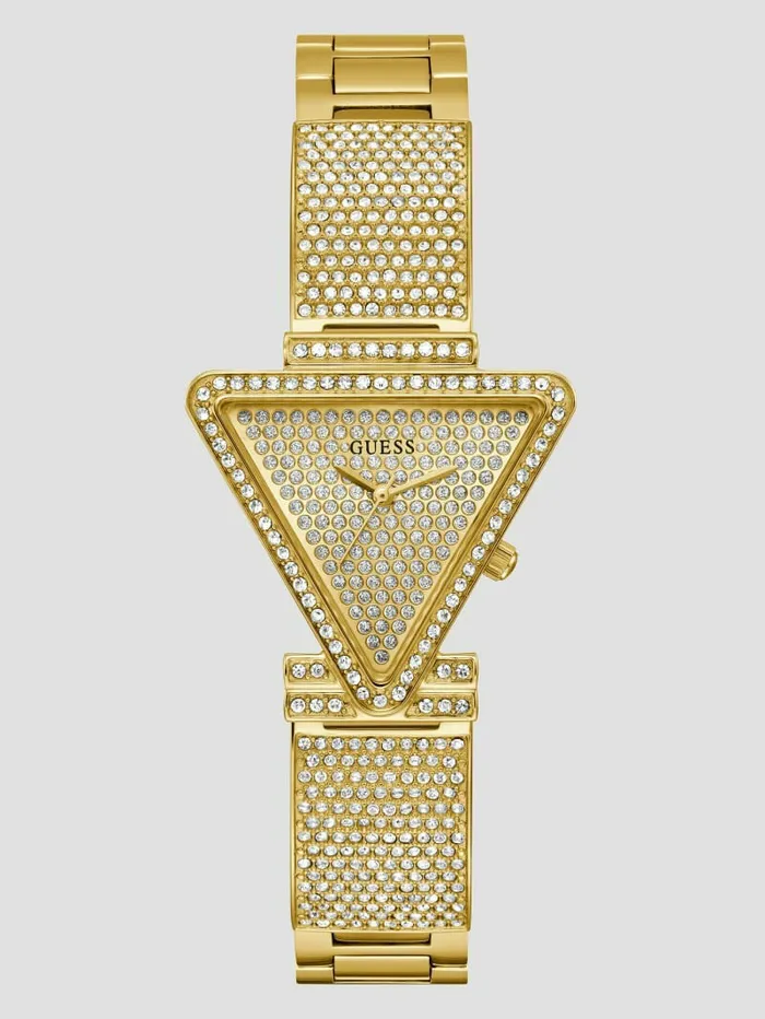 GUESS GoldTone Crystal Triangle Analog Watch Gold Women Watches