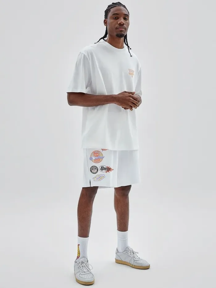 GUESS GUESS Originals x Hot Wheels Shorts Pure White Men Pants and Shorts GUESS GUESS Originals x Hot Wheels Shorts Pure White Men Pants and Shorts