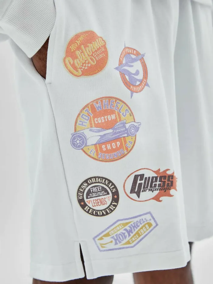 GUESS GUESS Originals x Hot Wheels Shorts Pure White Men Pants and Shorts GUESS GUESS Originals x Hot Wheels Shorts Pure White Men Pants and Shorts