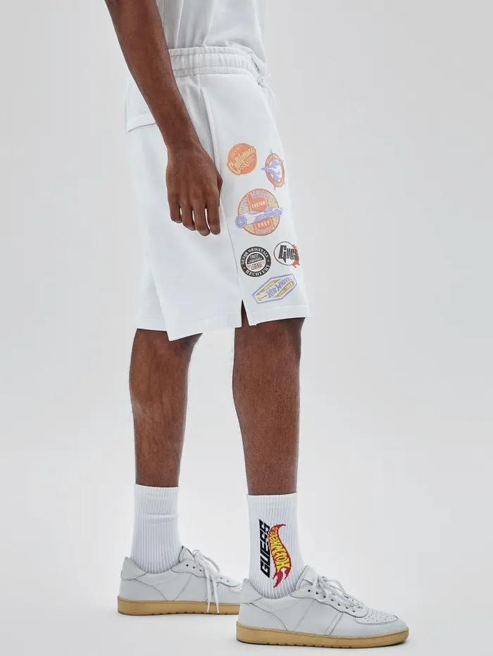 GUESS GUESS Originals x Hot Wheels Shorts Pure White Men Pants and Shorts GUESS GUESS Originals x Hot Wheels Shorts Pure White Men Pants and Shorts