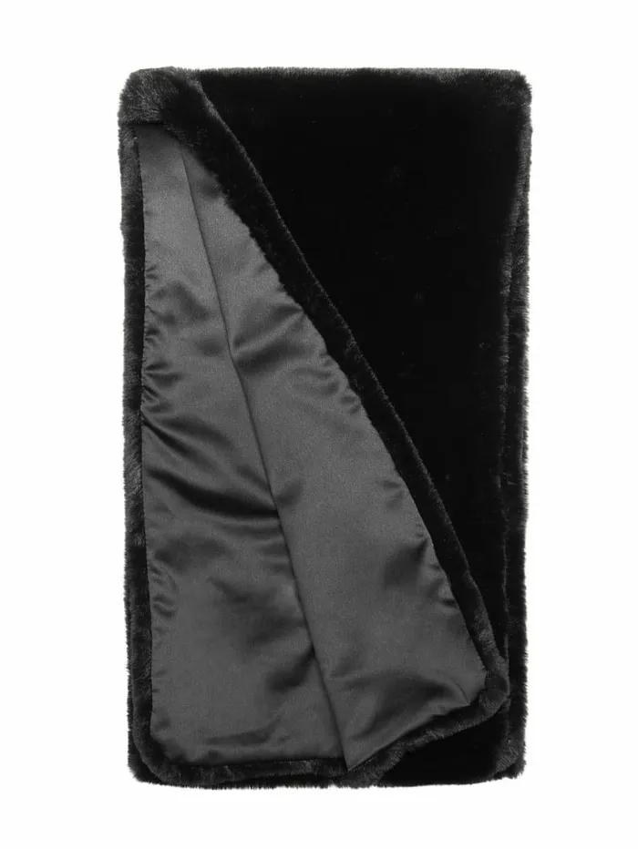 GUESS Hats and Scarves Women Elsie FauxFur Oblong Scarf Black GUESS Hats and Scarves Women Elsie FauxFur Oblong Scarf Black