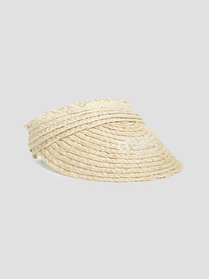 GUESS Hats and Scarves Women Lena Straw Visor White