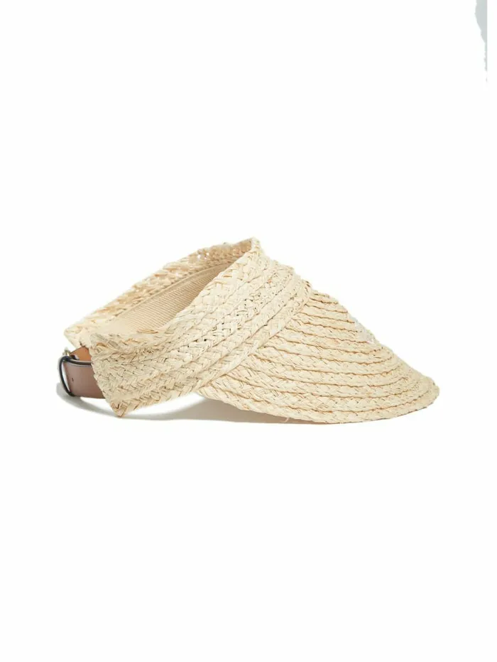 GUESS Hats and Scarves Women Lena Straw Visor White