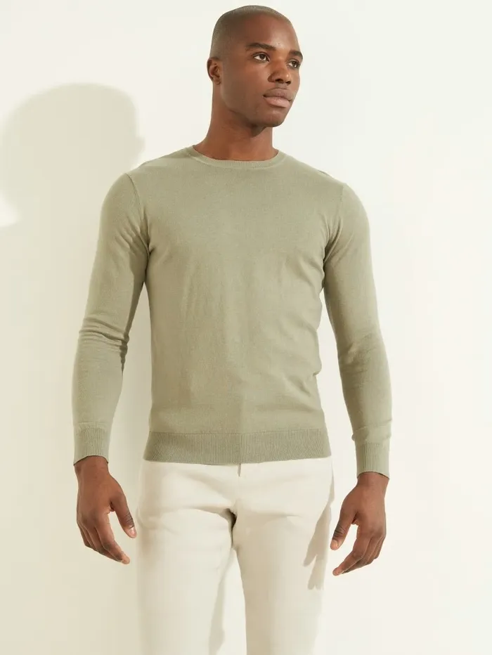 GUESS Hoodies and Sweaters Men Essential Crewneck Sweater Mossy Green