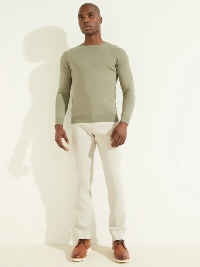 GUESS Hoodies and Sweaters Men Essential Crewneck Sweater Mossy Green GUESS Hoodies and Sweaters Men Essential Crewneck Sweater Mossy Green
