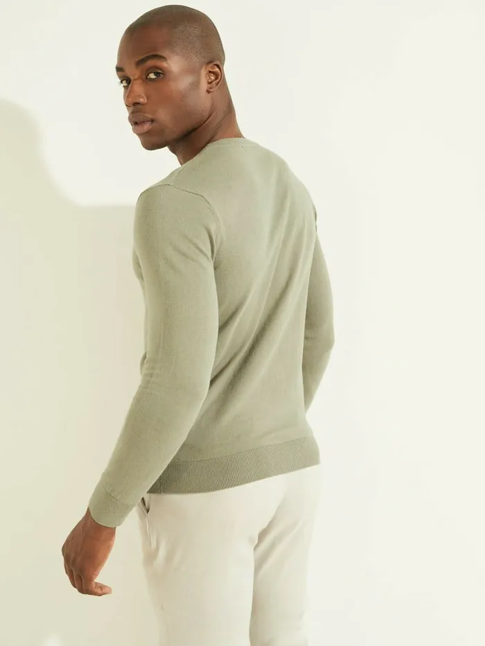 GUESS Hoodies and Sweaters Men Essential Crewneck Sweater Mossy Green GUESS Hoodies and Sweaters Men Essential Crewneck Sweater Mossy Green