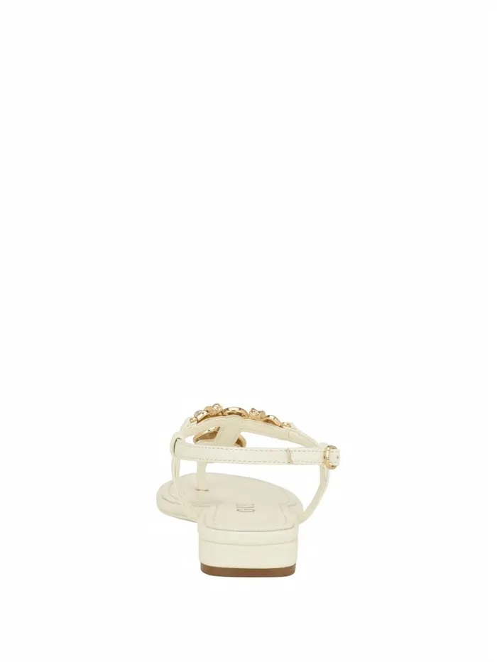 GUESS Jiarella TStrap Signature Sandal Ivory 150 Women Sandals