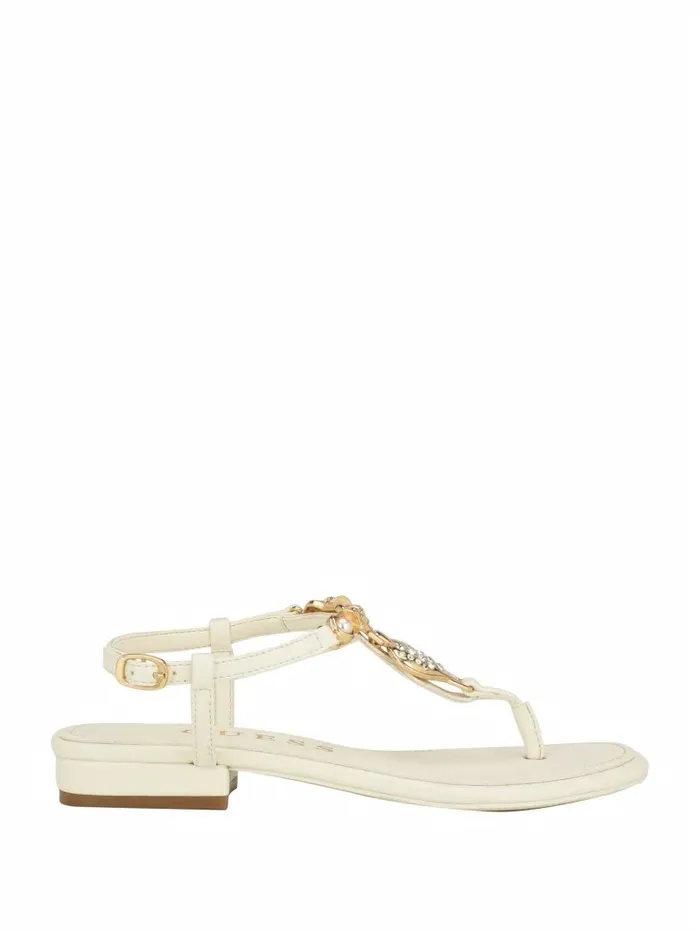 GUESS Jiarella TStrap Signature Sandal Ivory 150 Women Sandals