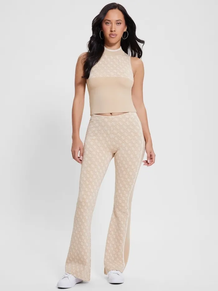 GUESS Lise Quattro G Logo Sweater Pant Cream And Irish Combo Women Bottoms