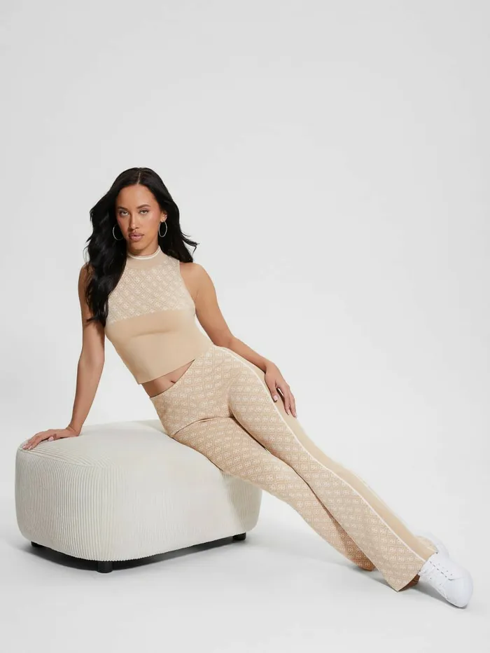 GUESS Lise Quattro G Logo Sweater Pant Cream And Irish Combo Women Bottoms GUESS Lise Quattro G Logo Sweater Pant Cream And Irish Combo Women Bottoms