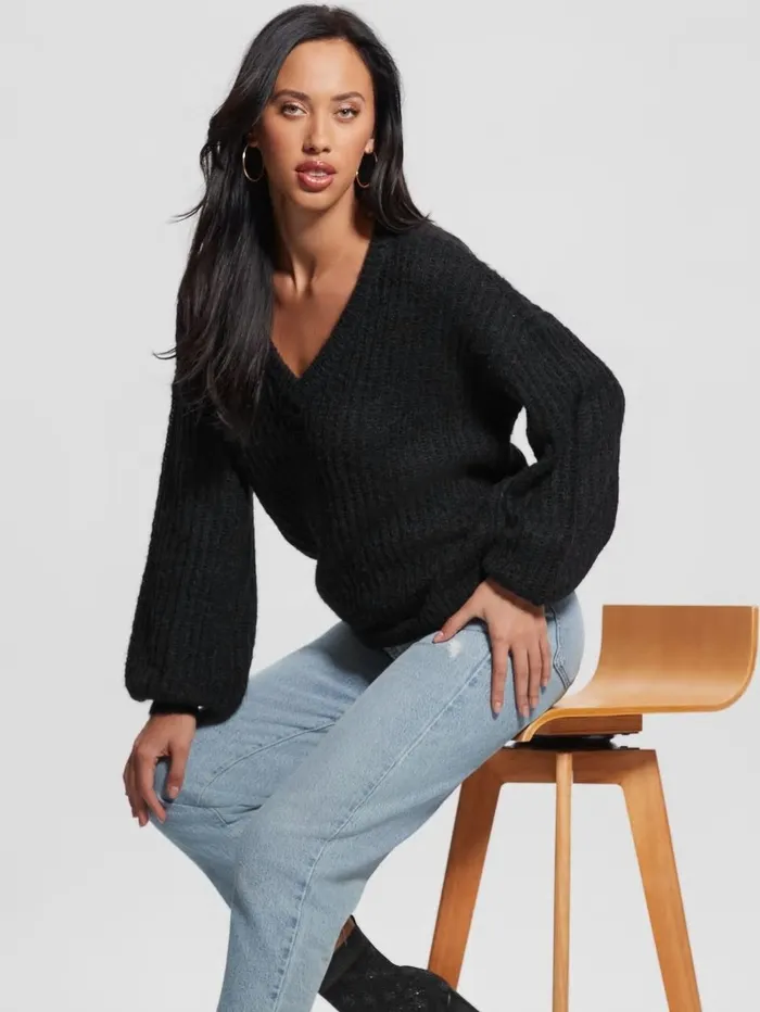 GUESS Nara WoolBlend Sweater Black Women Sweaters and Knits GUESS Nara WoolBlend Sweater Black Women Sweaters and Knits