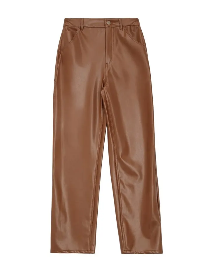 GUESS Originals FauxLeather Carpenter Pants Brown Sand Multi Jeans and Denim GUESS Women GUESS Originals FauxLeather Carpenter Pants Brown Sand Multi Jeans and Denim GUESS Women