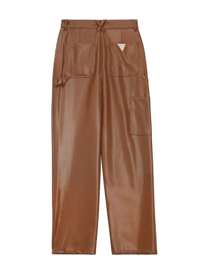 GUESS Originals FauxLeather Carpenter Pants Brown Sand Multi Jeans and Denim GUESS Women GUESS Originals FauxLeather Carpenter Pants Brown Sand Multi Jeans and Denim GUESS Women