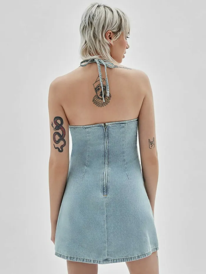 GUESS Originals Vintage Denim Dress Go Smoked Lt Wash Dresses and Jumpsuits GUESS Women GUESS Originals Vintage Denim Dress Go Smoked Lt Wash Dresses and Jumpsuits GUESS Women