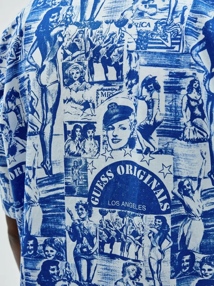 GUESS Originals Vintage Print Shirt Pure White Multi Men Shirts GUESS GUESS Originals Vintage Print Shirt Pure White Multi Men Shirts GUESS