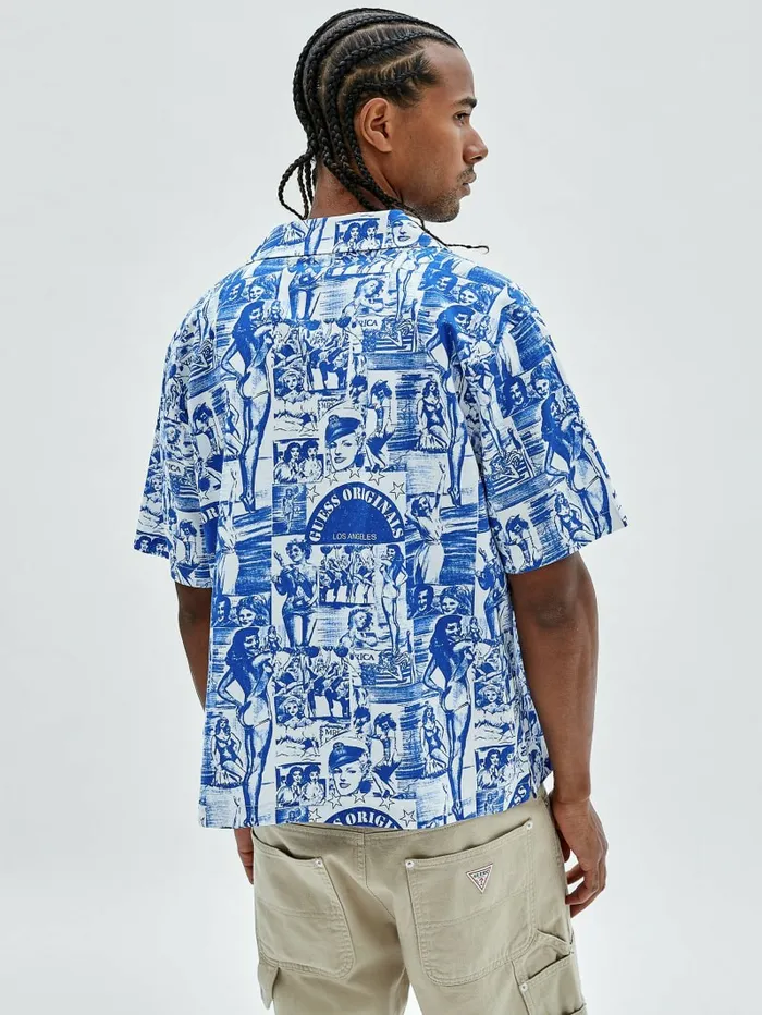 GUESS Originals Vintage Print Shirt Pure White Multi Men Shirts GUESS GUESS Originals Vintage Print Shirt Pure White Multi Men Shirts GUESS