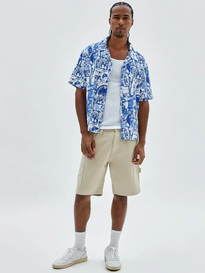 GUESS Originals Vintage Print Shirt Pure White Multi Men Shirts GUESS GUESS Originals Vintage Print Shirt Pure White Multi Men Shirts GUESS