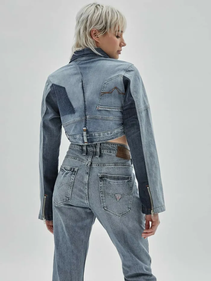 GUESS Originals x Homeboy Upcycled Denim Moto Jacket Upcycled Medium Wash Mult Women Jackets and Coats GUESS GUESS Originals x Homeboy Upcycled Denim Moto Jacket Upcycled Medium Wash Mult Women Jackets and Coats GUESS