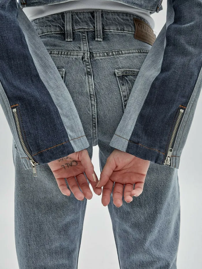 GUESS Originals x Homeboy Upcycled Denim Moto Jacket Upcycled Medium Wash Mult Women Jackets and Coats GUESS GUESS Originals x Homeboy Upcycled Denim Moto Jacket Upcycled Medium Wash Mult Women Jackets and Coats GUESS