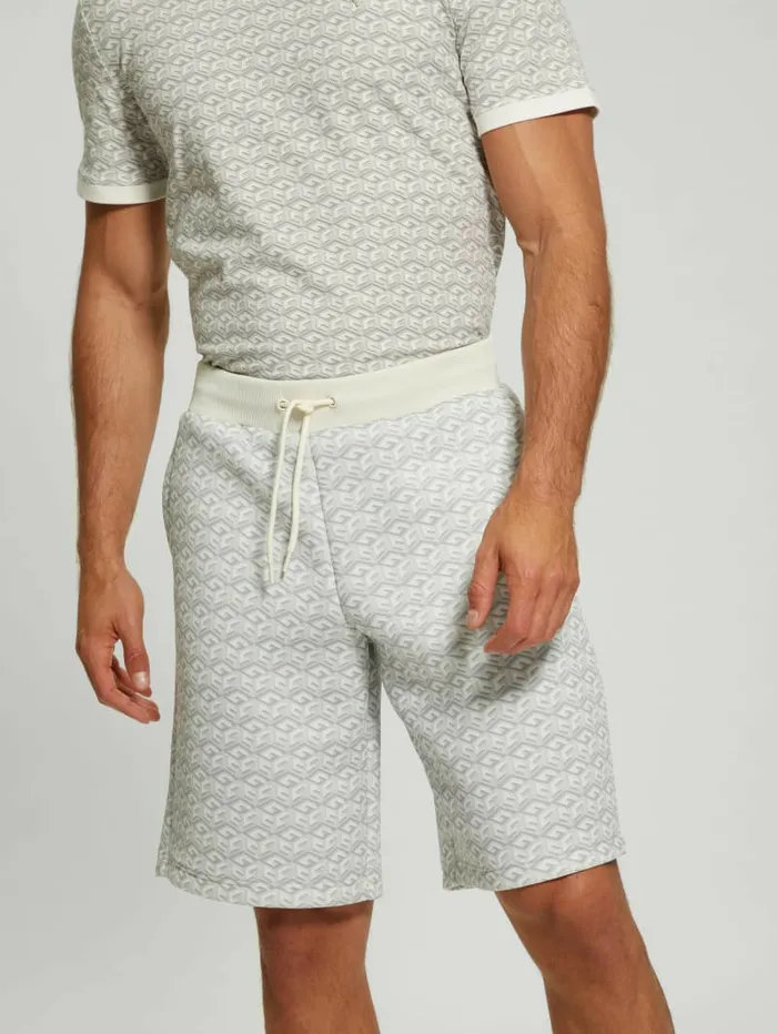 GUESS Pants and Shorts Men Colin Logo Shorts Macro G Cube White Combo