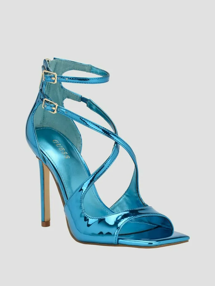 GUESS Sandals Women Sella Strappy Stiletto Heels Medium Green