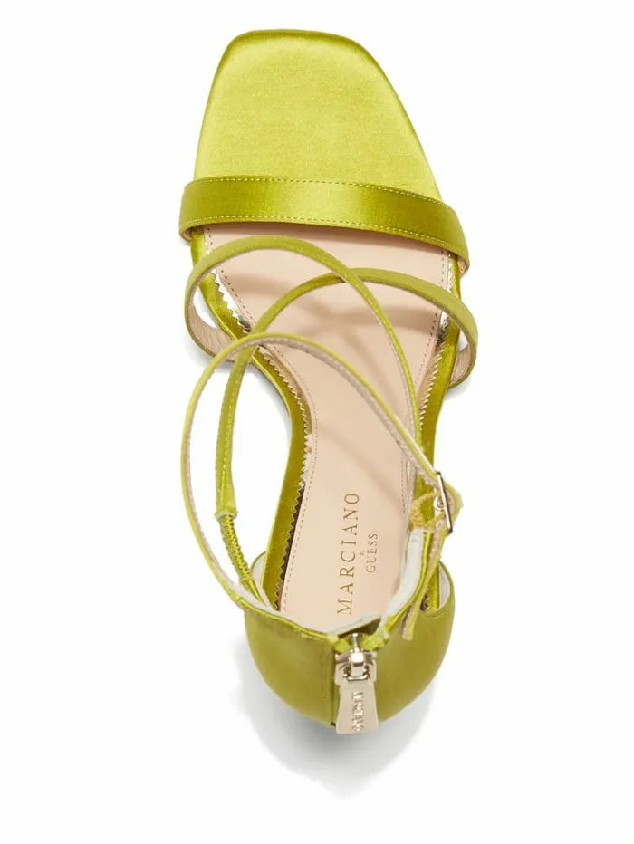 GUESS Satin Strappy Heel Green Patent Women Heels