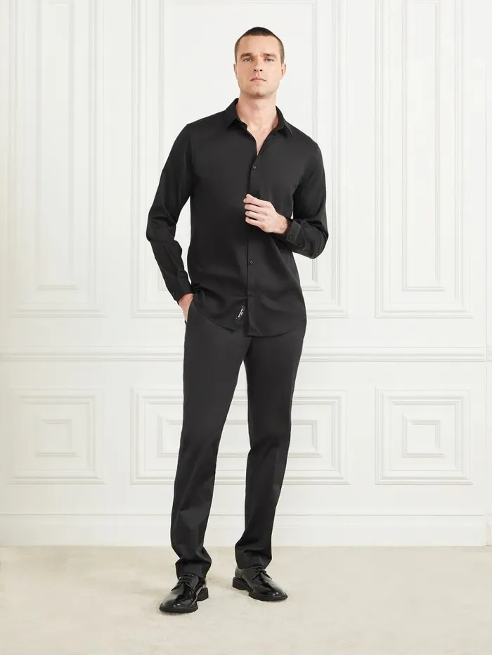 GUESS Shirts Men Eco Jacob It Notched Shirt Black GUESS Shirts Men Eco Jacob It Notched Shirt Black