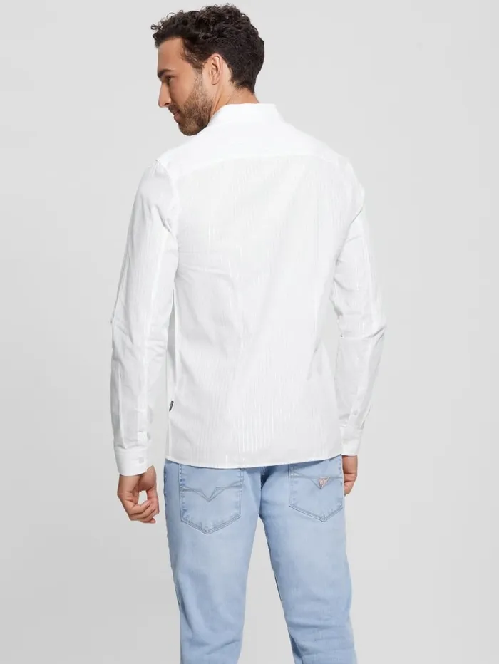 GUESS Shirts Men Sunset Lurex Shirt Yd Salt White Silver Lure GUESS Shirts Men Sunset Lurex Shirt Yd Salt White Silver Lure