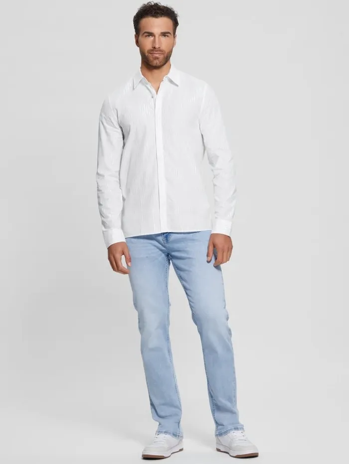 GUESS Shirts Men Sunset Lurex Shirt Yd Salt White Silver Lure GUESS Shirts Men Sunset Lurex Shirt Yd Salt White Silver Lure