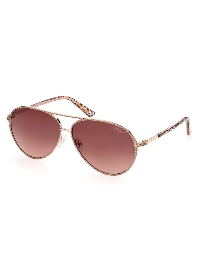 GUESS Sunglasses Women Animal Print Aviator Sunglasses Rosegold GUESS Sunglasses Women Animal Print Aviator Sunglasses Rosegold