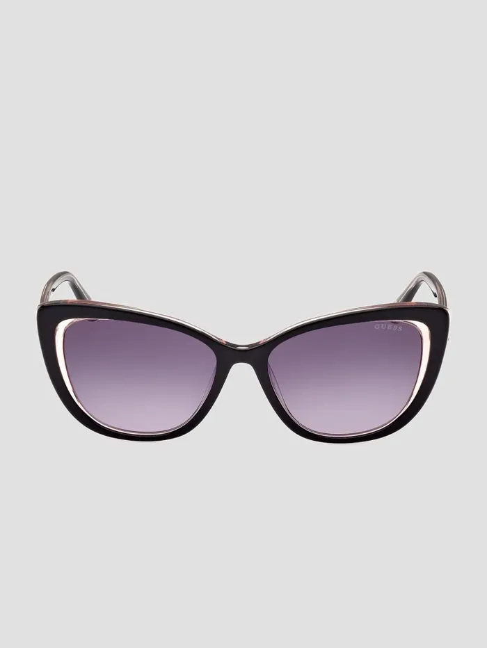 GUESS Sunglasses Women Breast Cancer Awareness Cat Eye Sunglasses Silver