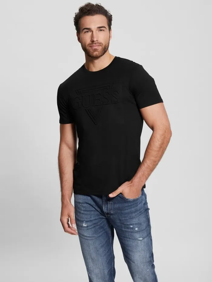 GUESS TShirts and Tanks Men Eco Embossed Logo Tee Black GUESS TShirts and Tanks Men Eco Embossed Logo Tee Black