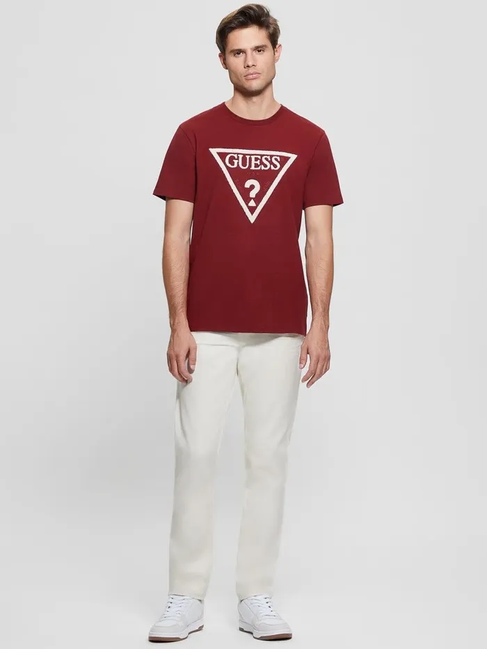 GUESS TShirts and Tanks Men Eco Embroidered Logo Tee Vino GUESS TShirts and Tanks Men Eco Embroidered Logo Tee Vino