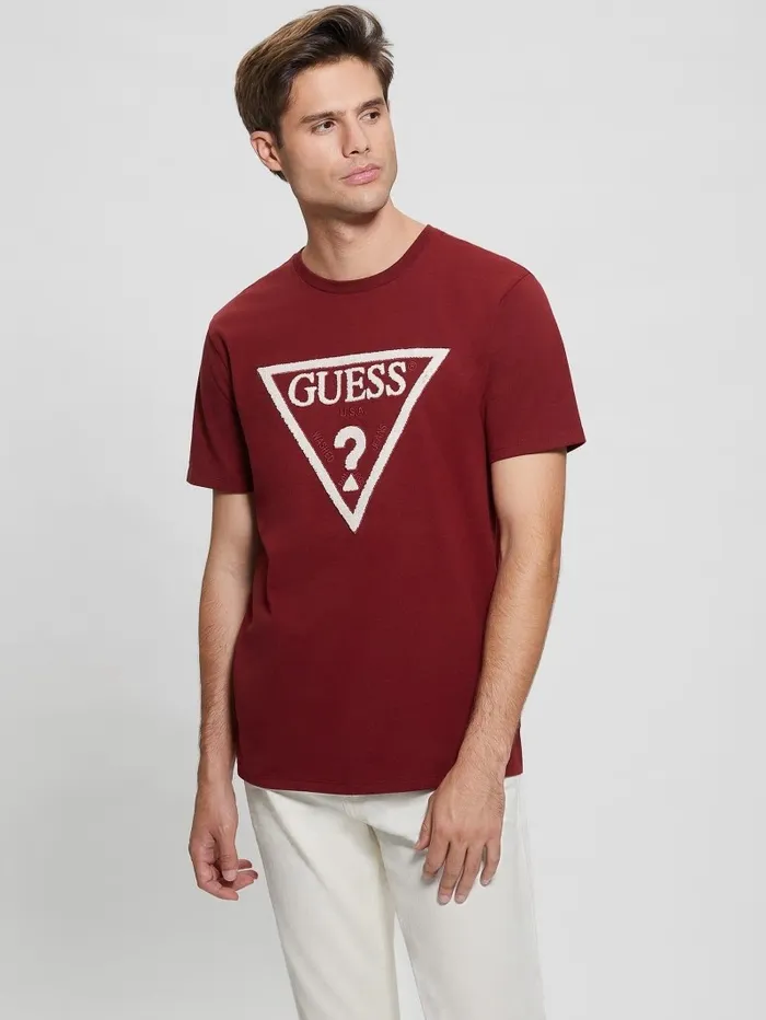 GUESS TShirts and Tanks Men Eco Embroidered Logo Tee Vino GUESS TShirts and Tanks Men Eco Embroidered Logo Tee Vino