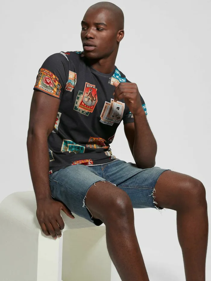 GUESS TShirts and Tanks Men Stamp Collection Tee Jet Black Multi