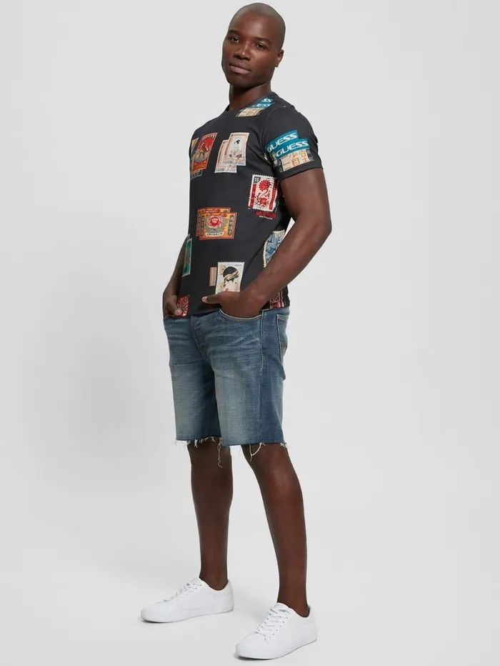 GUESS TShirts and Tanks Men Stamp Collection Tee Jet Black Multi GUESS TShirts and Tanks Men Stamp Collection Tee Jet Black Multi