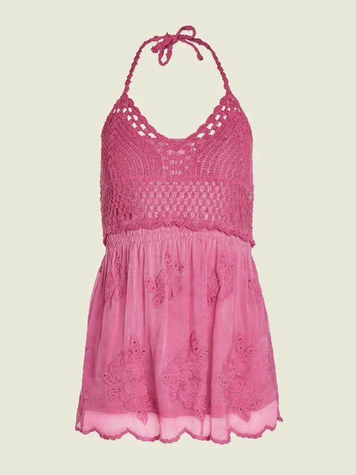 GUESS Tops Women Hailey Crochet Top Purple Dragonfruit GUESS Tops Women Hailey Crochet Top Purple Dragonfruit