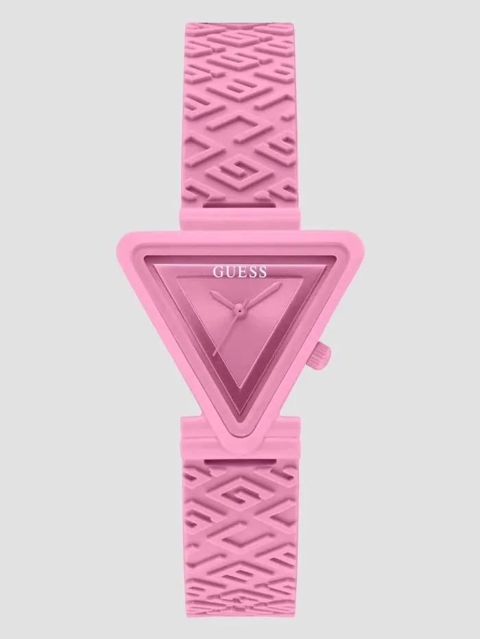 GUESS Watches Women Pink Triangle Silicone Analog Watch Rose Gold