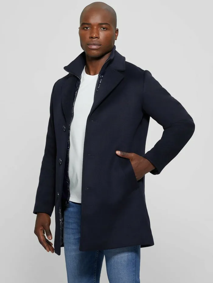 GUESS WoolBlend Coat Bleu lgant Men Jackets and Coats