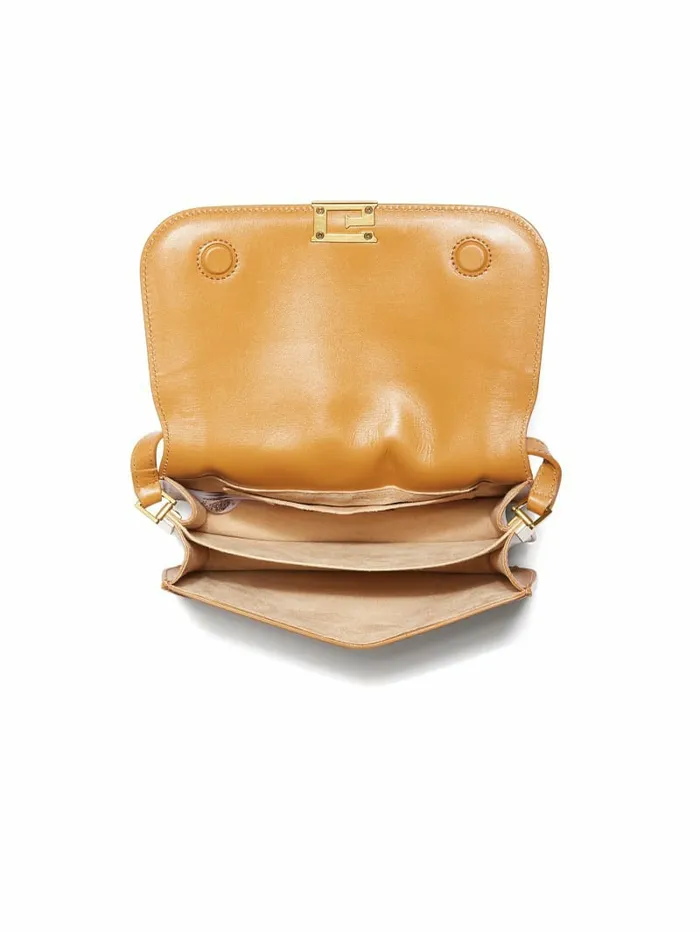 Handbags GUESS Women Thea Mini Flap Leather Crossbody Cognac
