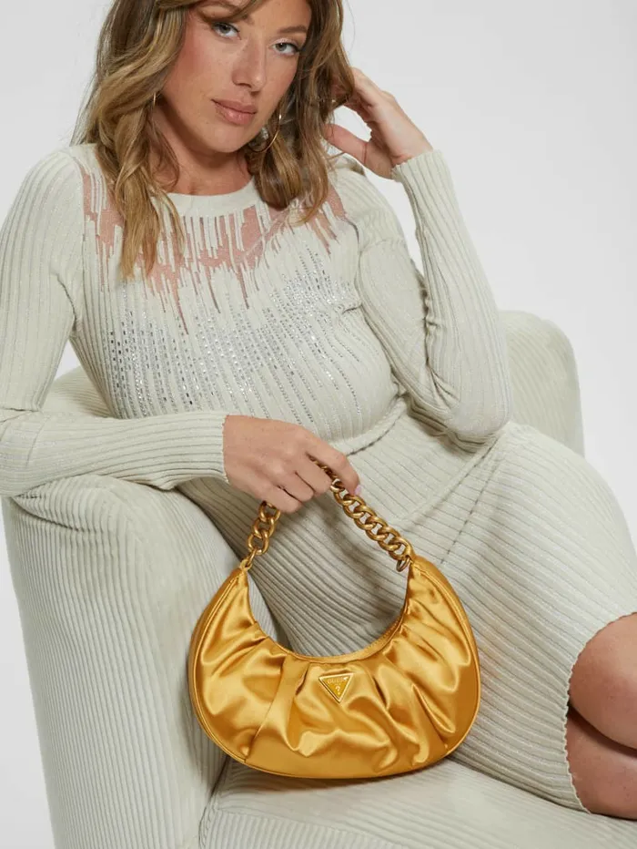 Handbags GUESS Women Tori Satin Shoulder Bag Topaz