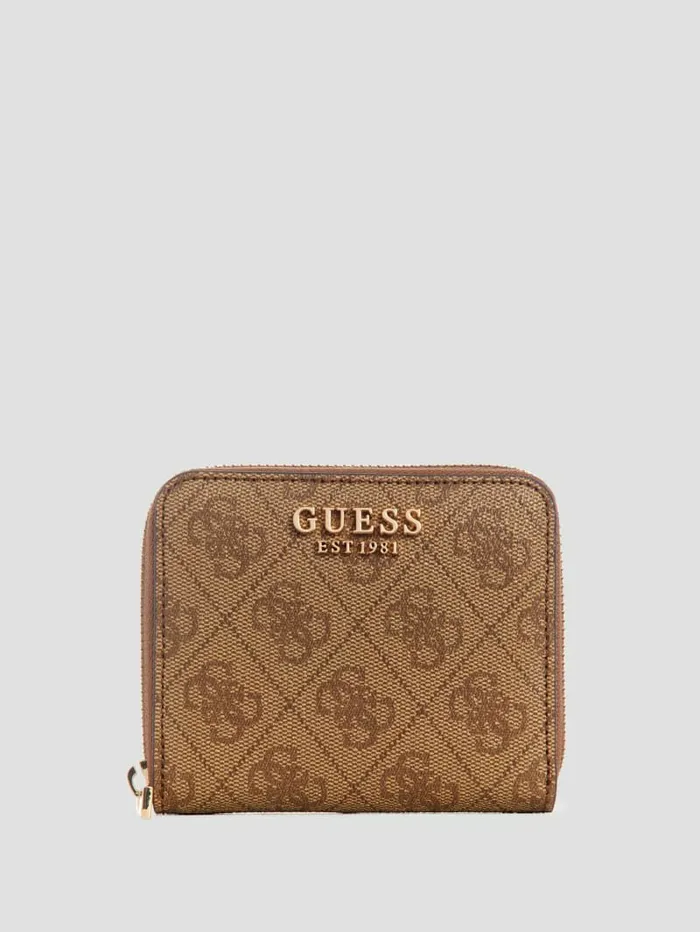 Handbags Laurel Small ZipAround Wallet Latte Logo GUESS Women