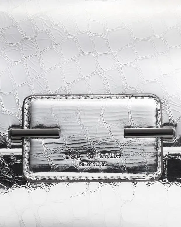 Handbags rag and bone Women Realm Embossed Metallic Leather Crossbody Bag Silver